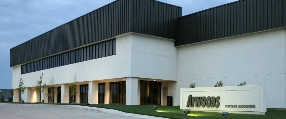 Atwoods corporate headquarters building with metal panel and masonry exterior in Enid